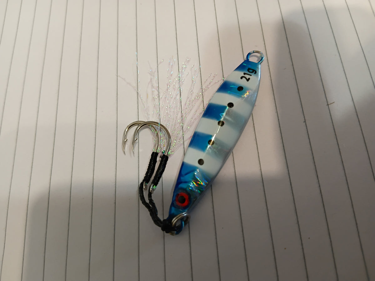 Blue striped 21g micro jigs